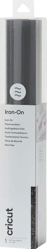 Cricut Glitter Iron-On 30x48cm (Black); 1 roll 12 in. x 19 in. Glitter Iron-on; Ideal for T-shirts, team or club wear, bags, aprons, home decor, and more!; Use with all Cricut® cutting machines